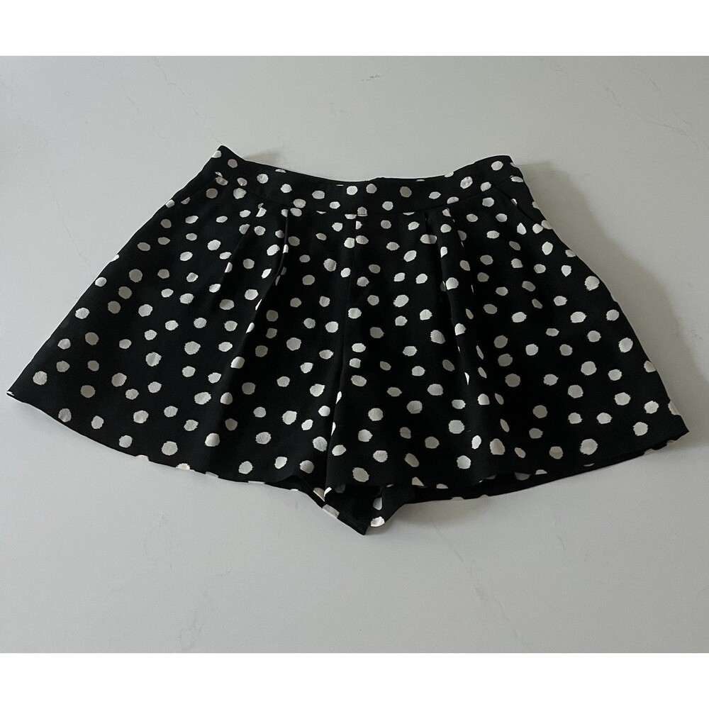 Rebecca Taylor Women Black White Polka Dot Shorts 100% Silk Size 2